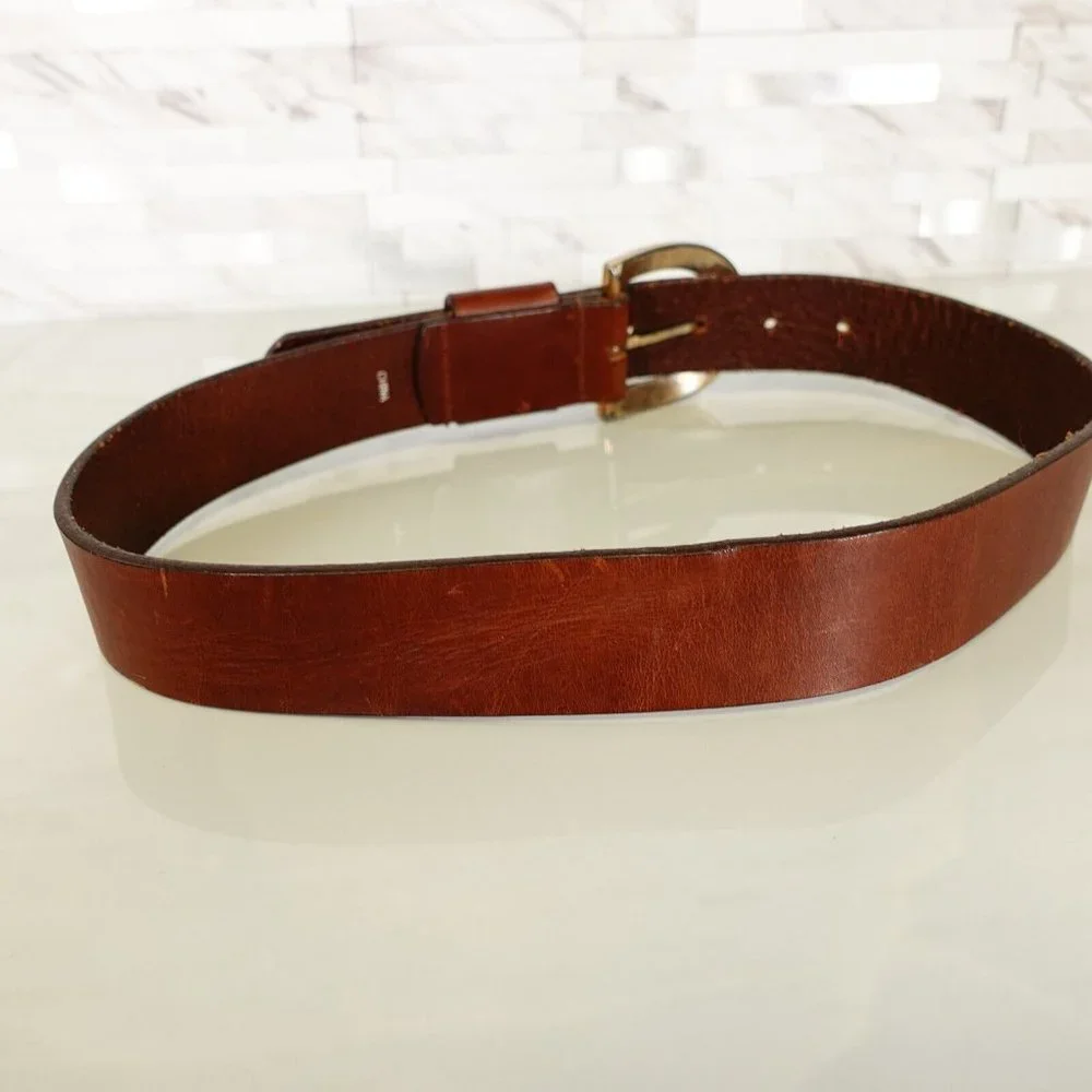 Y2K Italian Genuine Leather Belt Womens XS‎ Chocolate Old Money KENNETH COLE